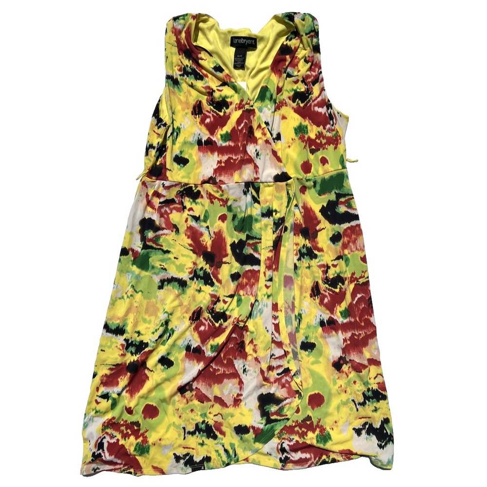 Lane Bryant Dress Women 14/16 Multicolor Sleeveless V Neck Midi Missing Belt NWT
